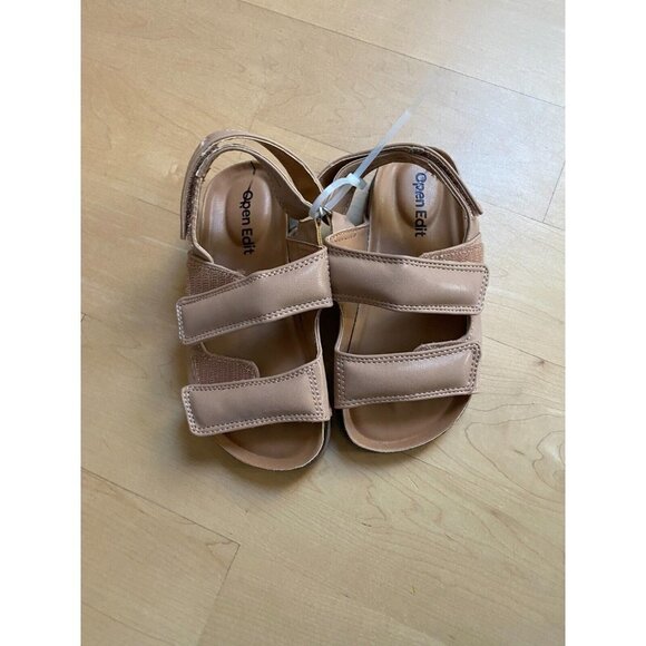 Open Edit BNWOT girls sandals slingback NEW tan - Picture 2 of 5